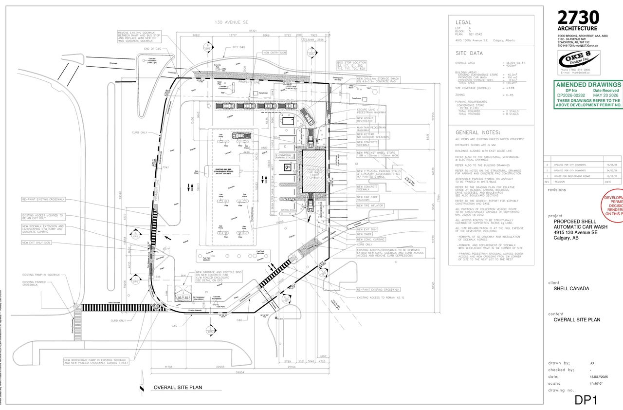 Construction site plan for project from page 1 of the file 'DP2026-00282 DMAP Plans (Decision Rendered) (5MB) 2026-06-16'