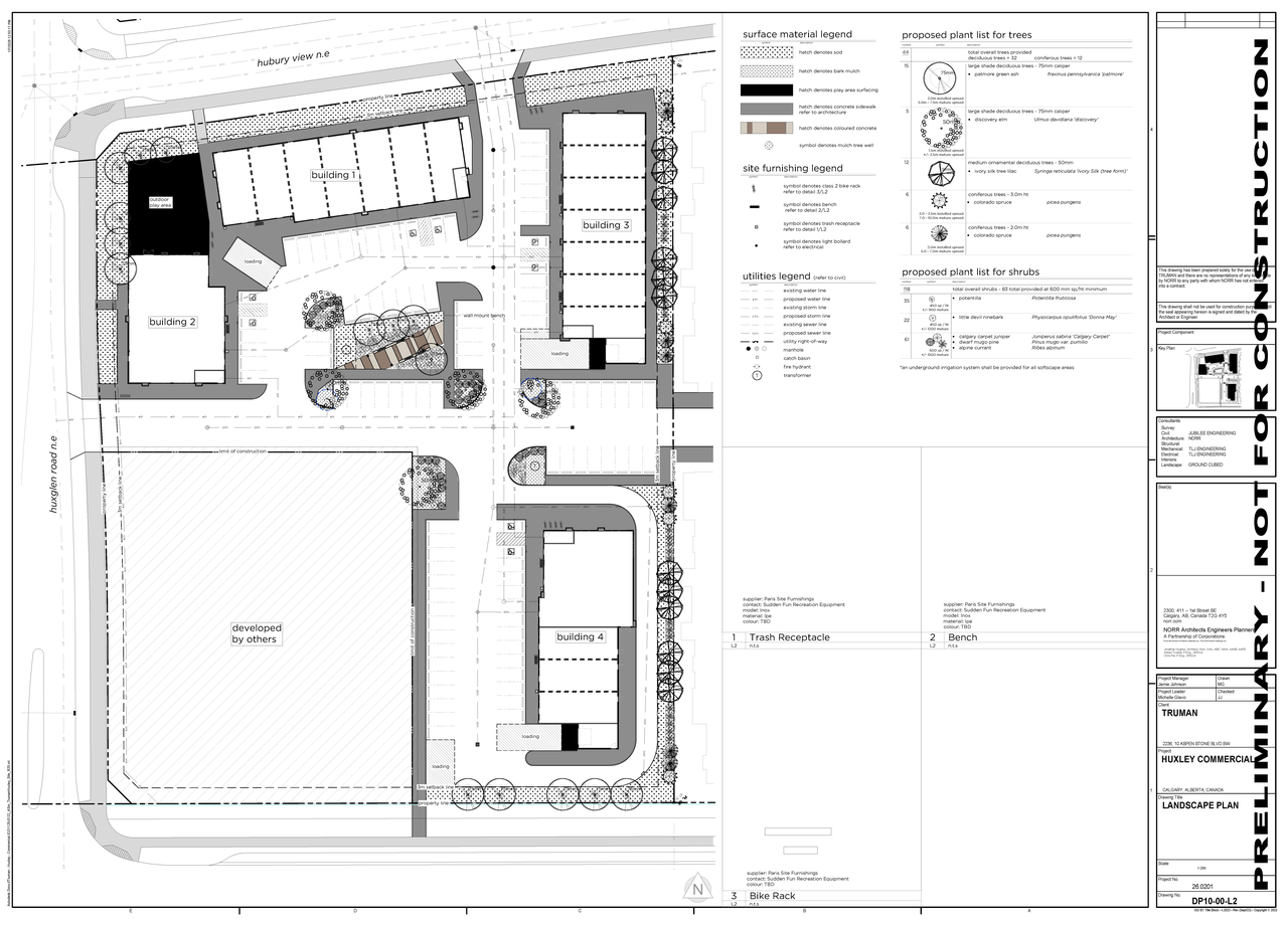 Construction site plan for project from page 1 of the file 'DP2026-00376 DMAP Plans (Submitted) 2026-01-22 (6MB)'