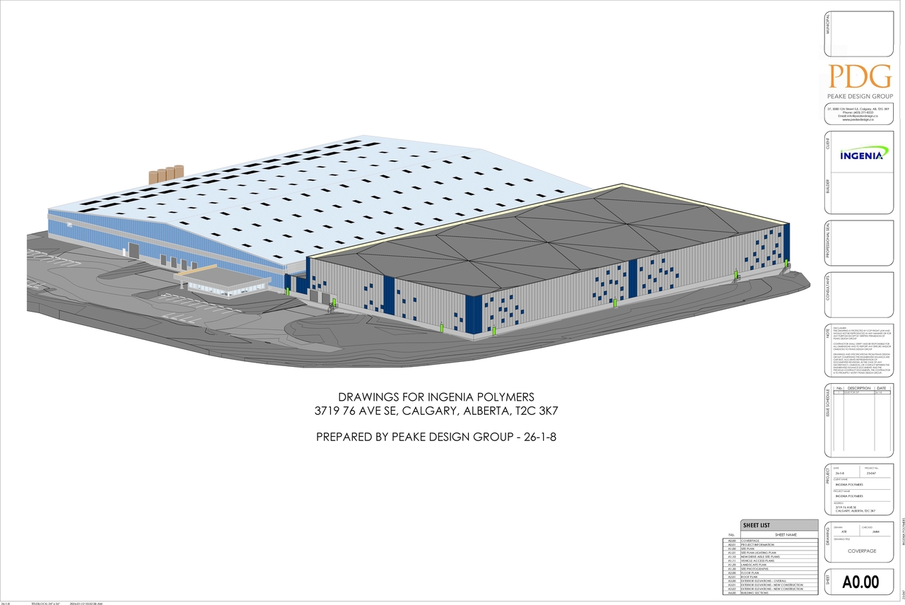 Rendering of building from page 1 of the file 'DP2026-00381 DMAP Plans (Submitted) 2026-01-22 (6MB)'