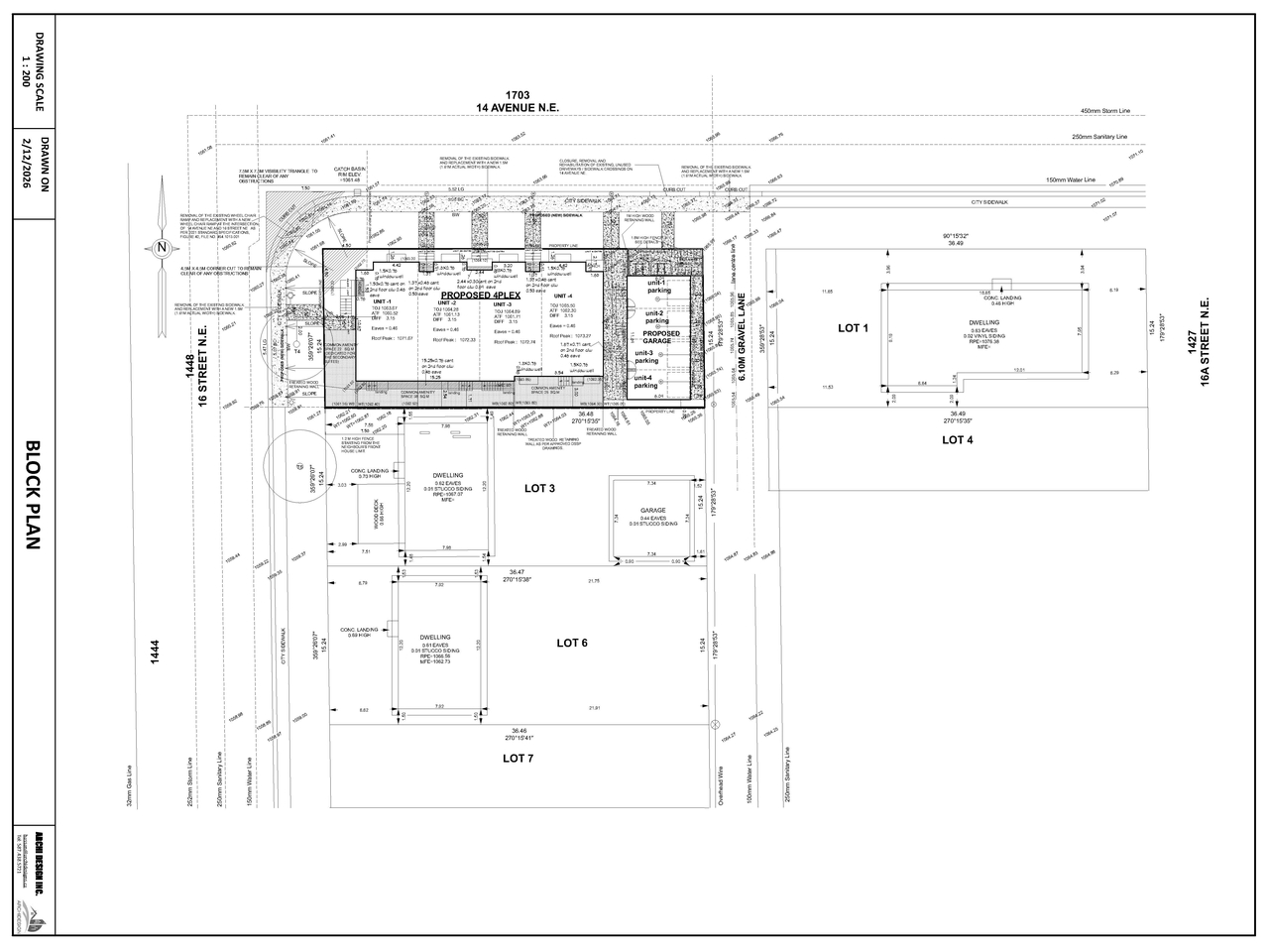 Construction site plan for project from page 1 of the file 'DP2026-00421 DMAP Plans Submitted (11MB) 2026-02-18'