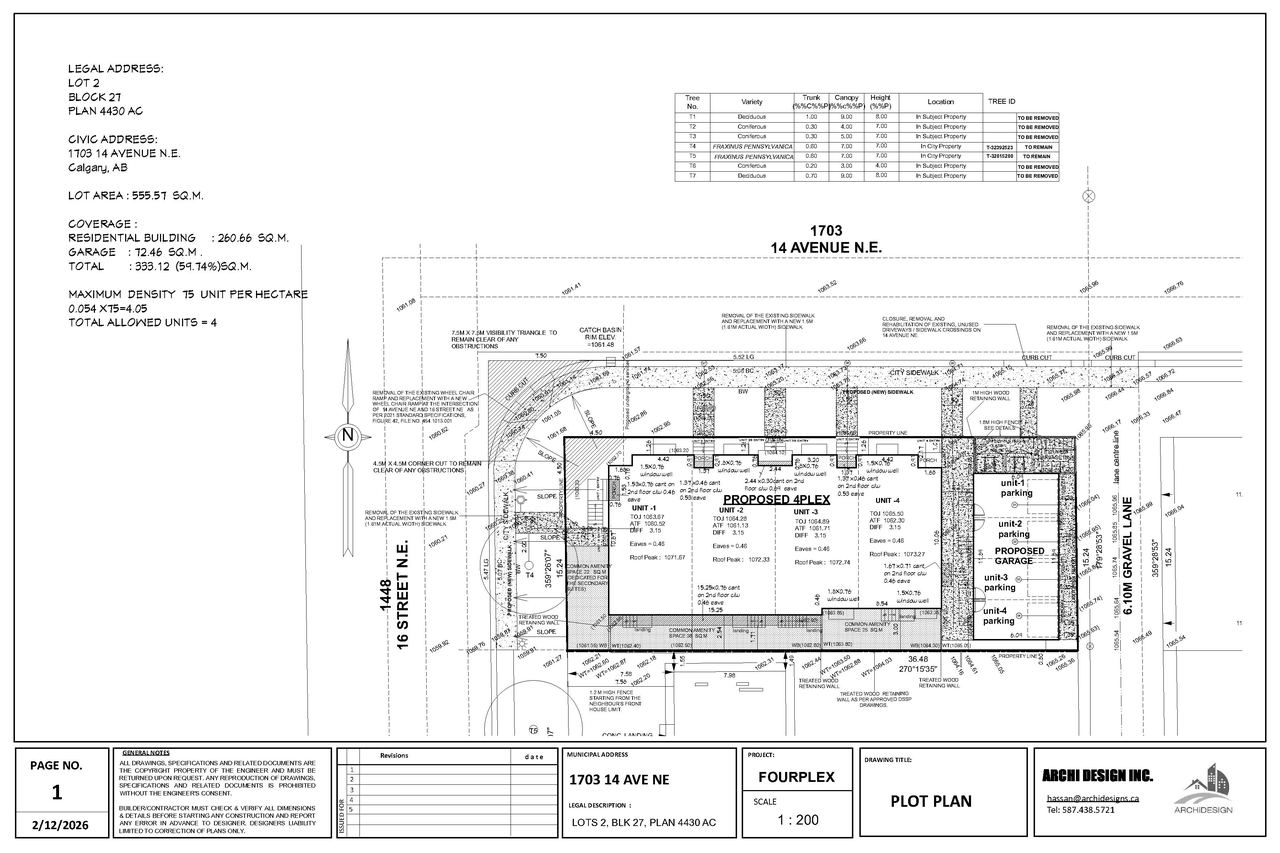 Construction site plan for project from page 2 of the file 'DP2026-00421 DMAP Plans Submitted (11MB) 2026-02-18'