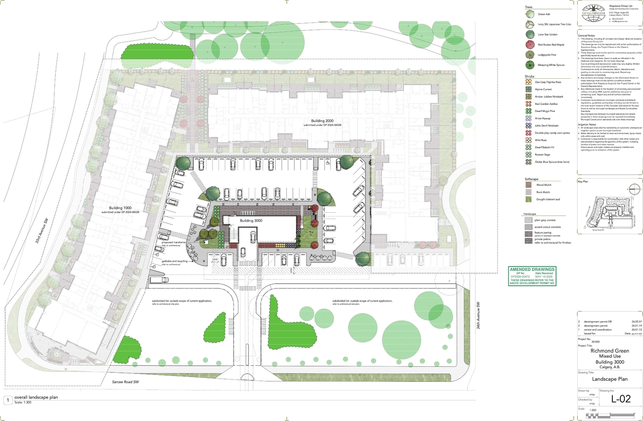 Construction site plan for project from page 8 of the file 'DP2026-00472 DMAP Amended Plans (13MB) 2026-05-13'
