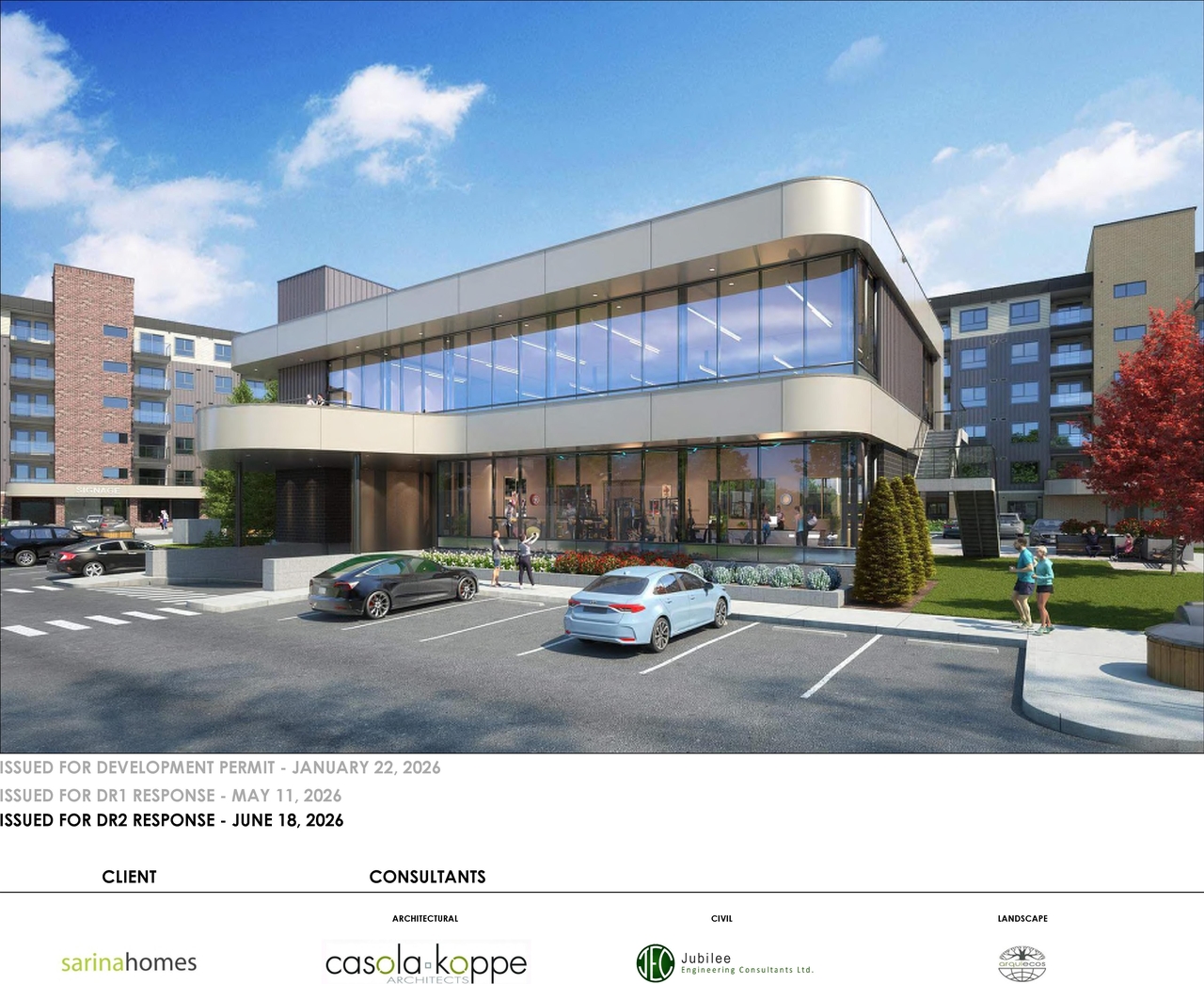 Rendering of building from page 1 of the file 'DP2026-00472 DMAP Plans (DECISION RENDERED) 2026-06-25 (13MB)'