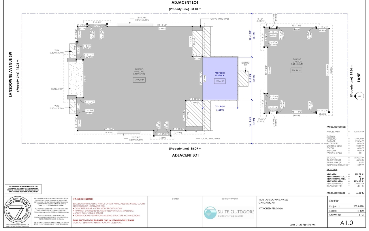 Construction site plan for project from page 1 of the file 'DP2026-00573 DMAP Plans (Submitted) 2026-02-02 (1MB)'