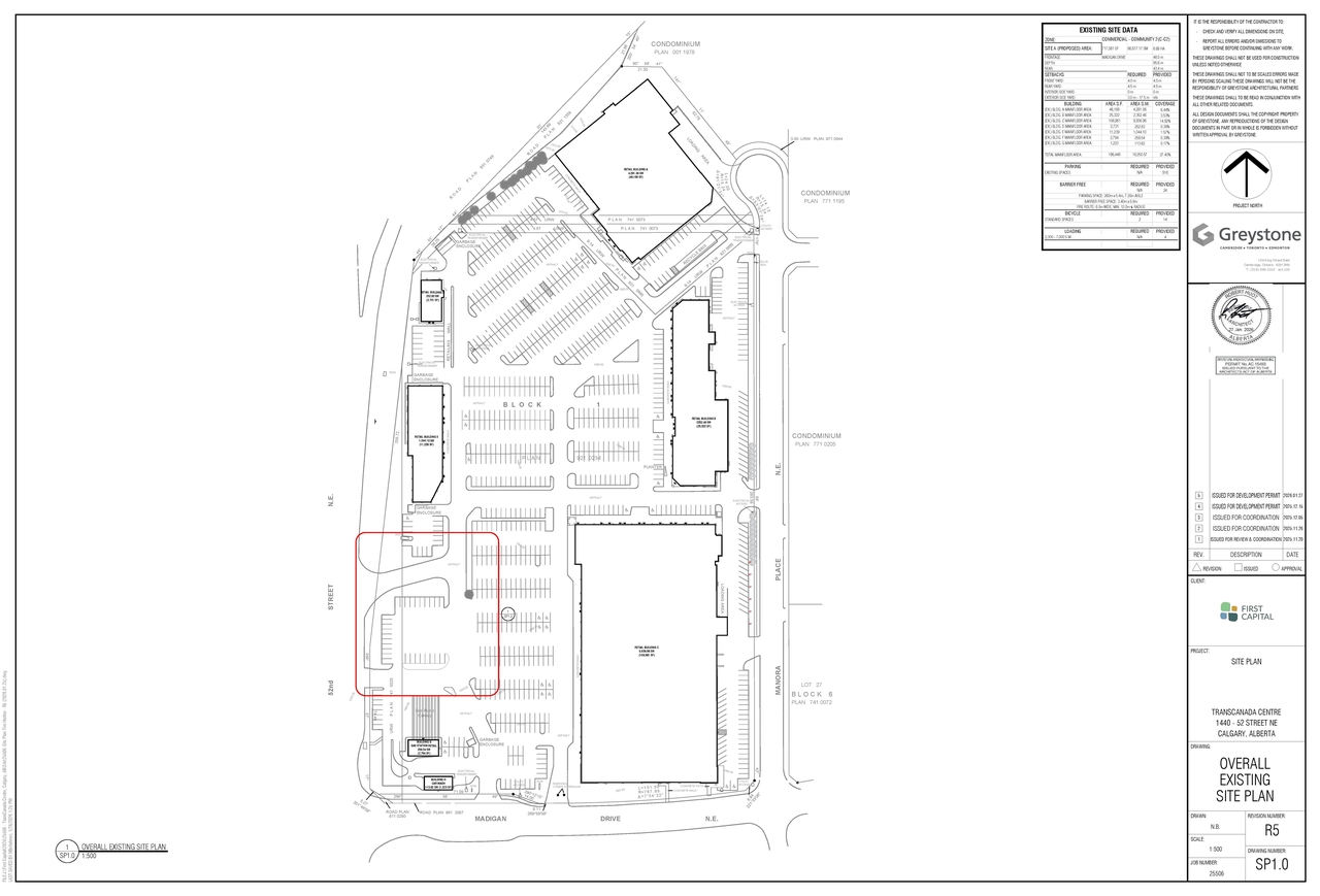 Construction site plan for project from page 1 of the file 'DP2026-00612 DMAP Plans Submitted (6MB) 2026-02-03'