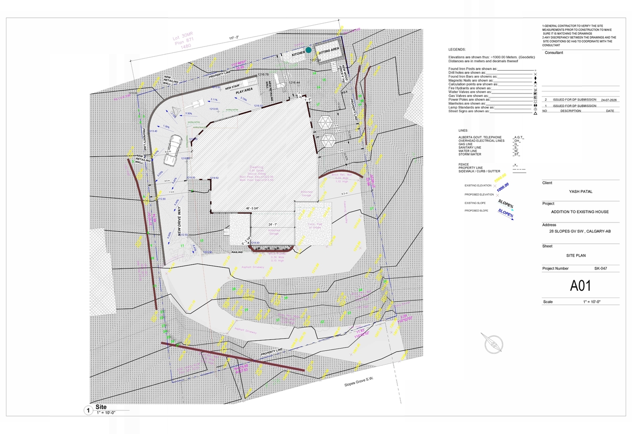 Construction site plan for project from page 3 of the file 'DP2026-00622 DMAP Plans (Amended) 2026-07-27 (14MB)'
