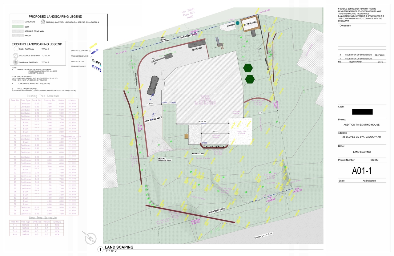 Construction site plan for project from page 4 of the file 'DP2026-00622 DMAP Plans (Amended) 2026-07-27 (14MB)'