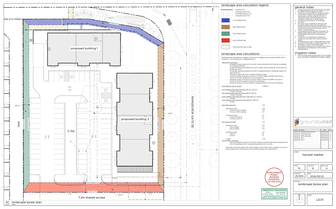 Construction site plan for project from page 11 of the file 'DP2026-00656 - DMAP DECISION  RENDERED (11MB) 2025-07-06'