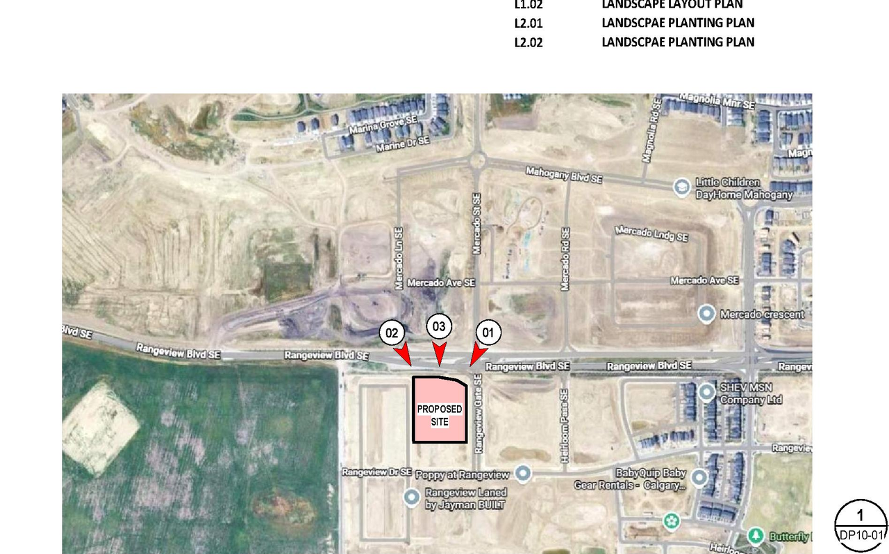 Construction site plan for project from page 2 of the file 'DP2026-00656 - DMAP DECISION  RENDERED (11MB) 2025-07-06'