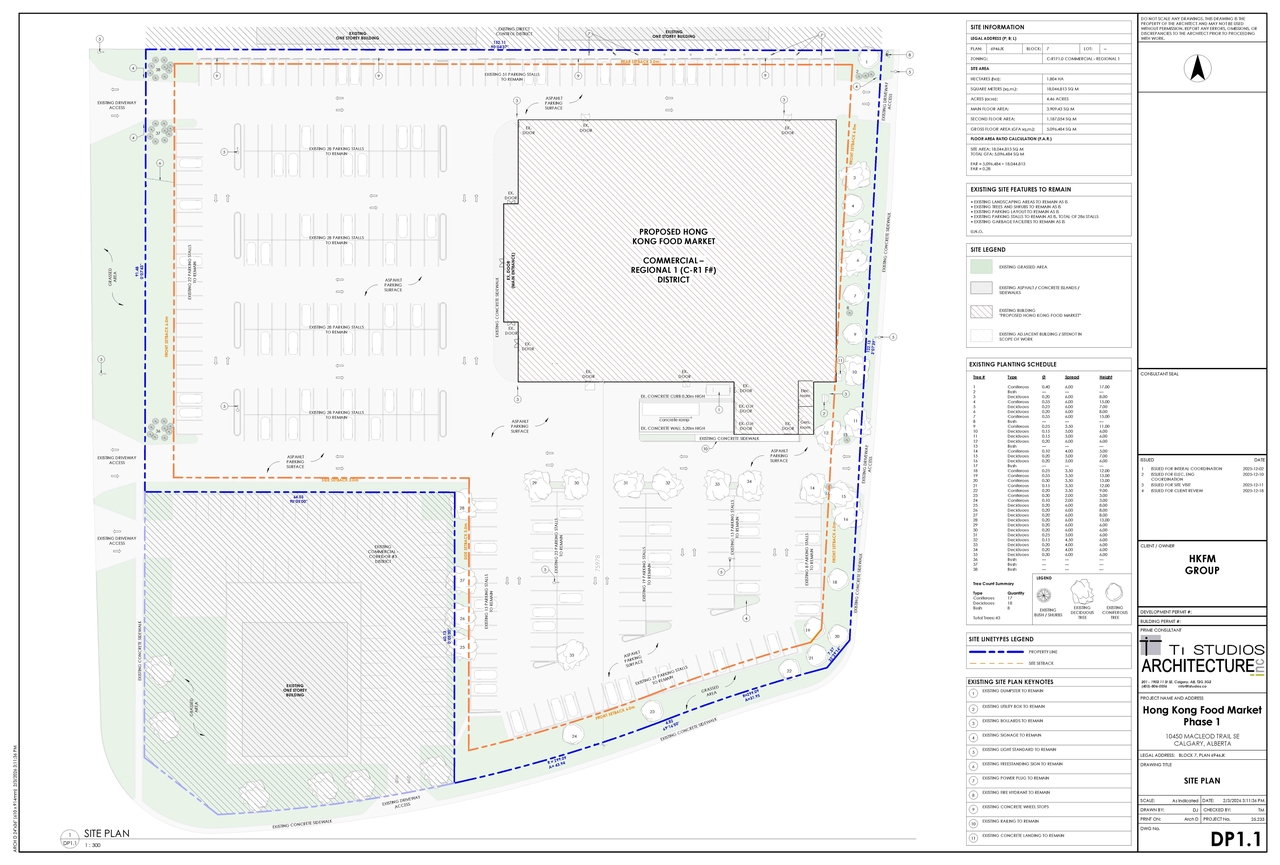 Construction site plan for project from page 2 of the file 'DP2026-00671 DMAP Plans Submitted (2MB) 2026-02-06'