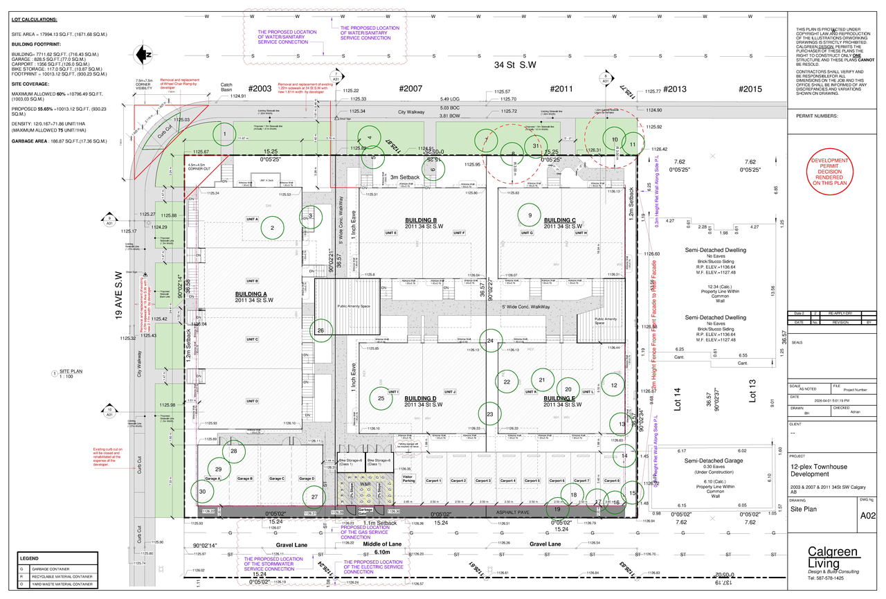 Construction site plan for project from page 2 of the file 'DP2026-00672 - DMAP PLANS - DECISION RENDERED - 2026-04-23 (7MB)'