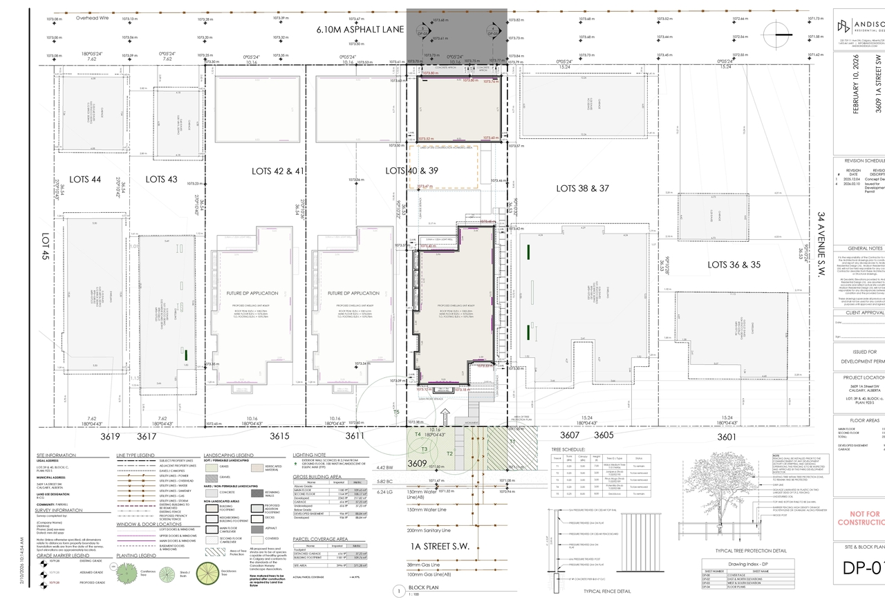 Construction site plan for project from page 2 of the file 'DP2026-00712 DMAP Plans (Submitted) 2026-02-11 (2MB)'