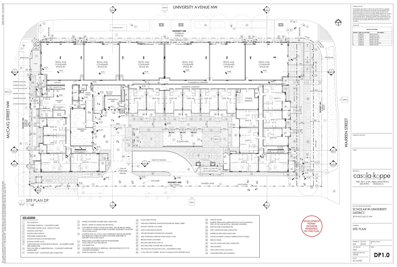 Construction site plan for project from page 4 of the file 'DP2026-00759 -DMAP PLANS - DECISION RENDERED- 2026-04-23 (5MB)'