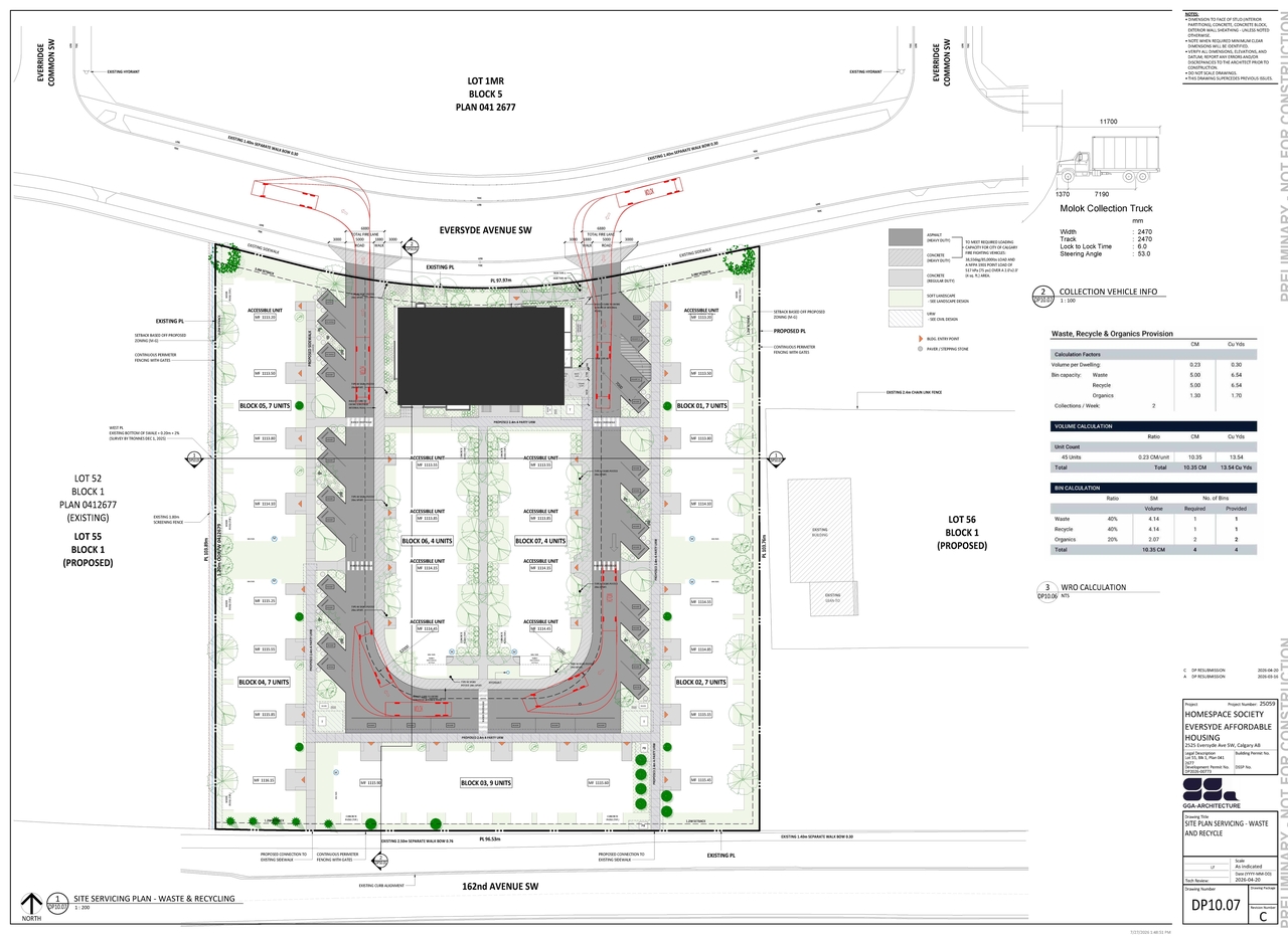 Construction site plan for project from page 7 of the file 'DP2026-00773 DMAP Plans Amended (24MB) 2026-07-29'