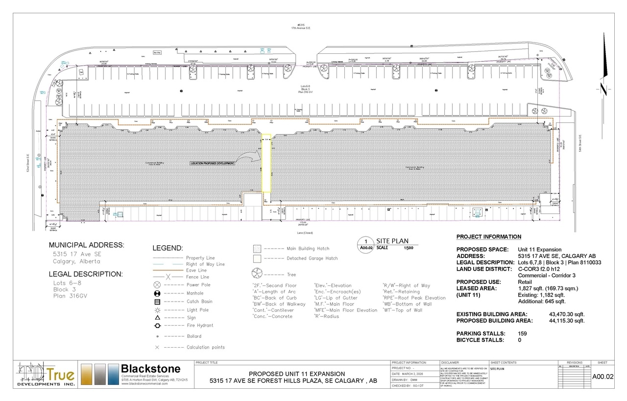 Construction site plan for project from page 4 of the file 'DP2026-00786 DMAP Plans Submitted (3MB) 2026-03-03'