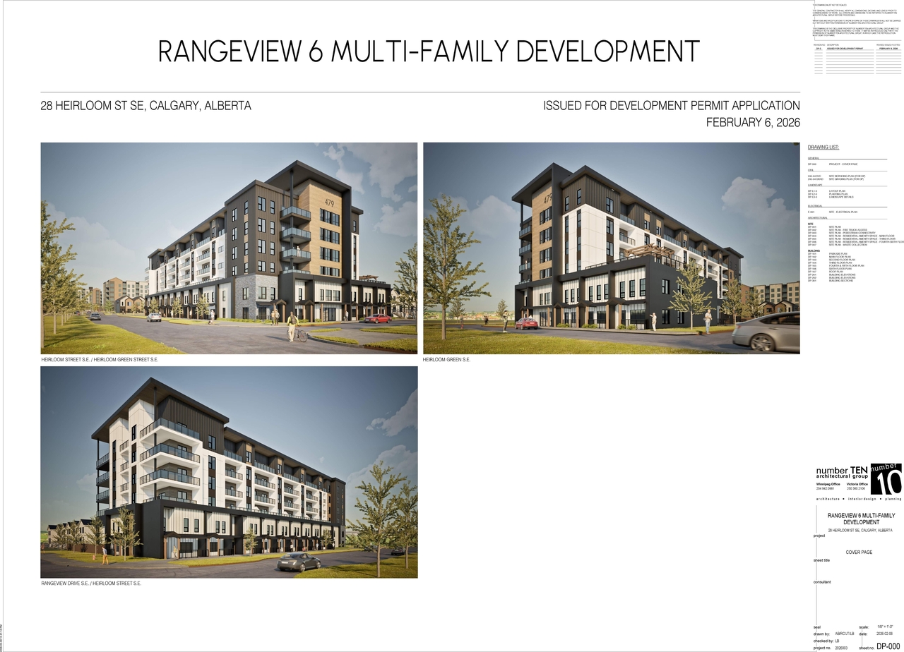 Rendering of building from page 1 of the file 'DP2026-00816 DMAP Plans Submitted (10MB) 2026-02-17'