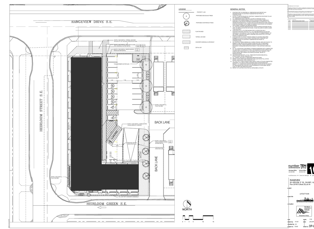 Construction site plan for project from page 4 of the file 'DP2026-00816 DMAP Plans Submitted (10MB) 2026-02-17'