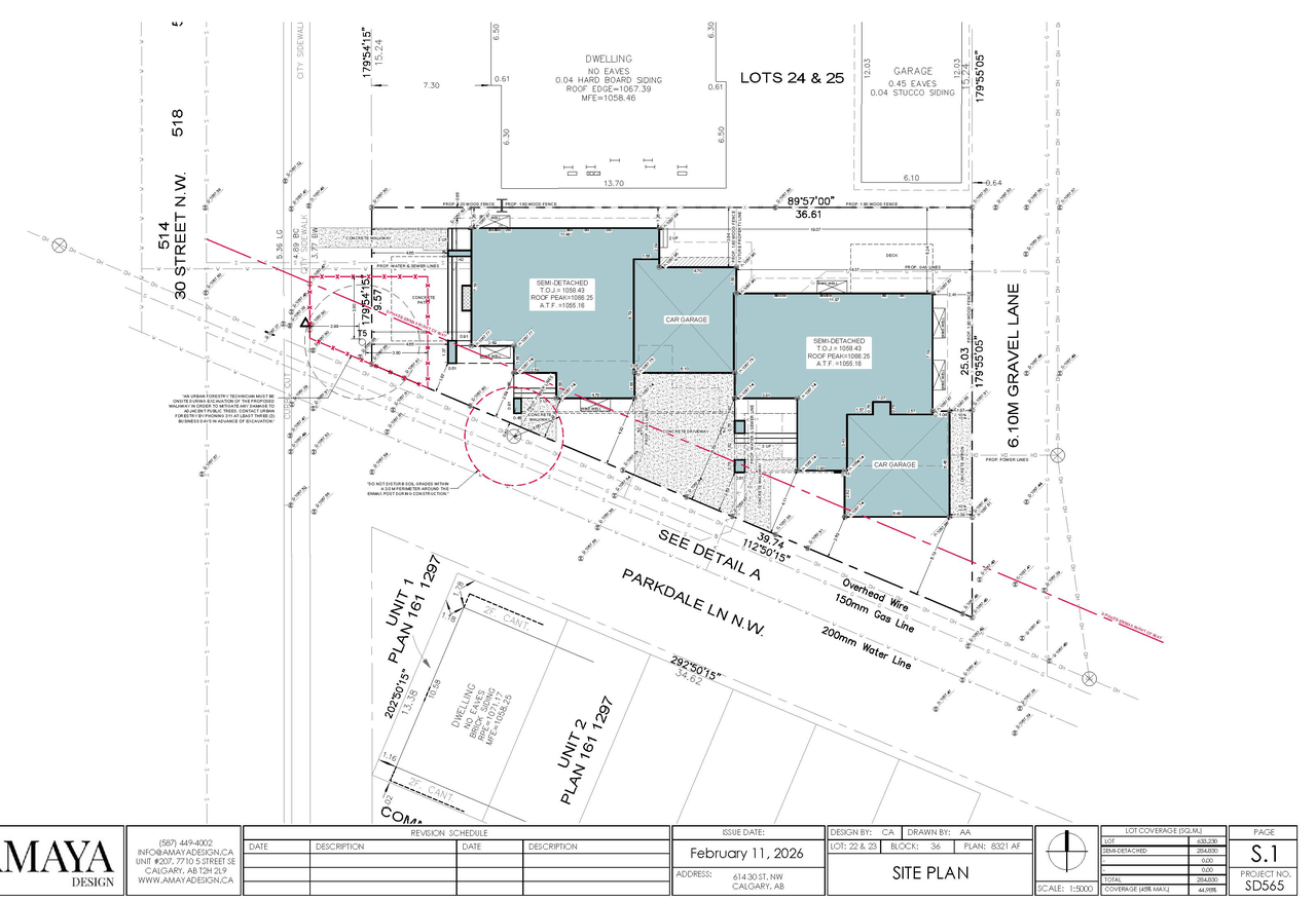 Construction site plan for project from page 5 of the file 'DP2026-00830 DMAP Plans Submitted (2MB) 2026-02-18'