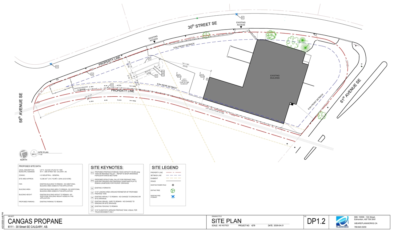Construction site plan for project from page 2 of the file 'DP2026-00857 DMAP Plans Submitted (1MB) 2026-05-05'