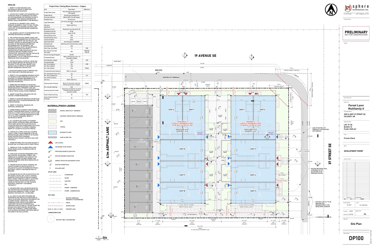Construction site plan for project from page 2 of the file 'DP2026-00872 DMAP Plans Submitted (5MB) 2026-02-19'