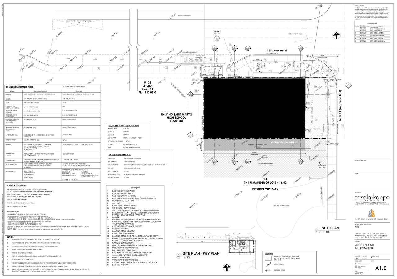 Construction site plan for project from page 1 of the file 'DP2026-00912 - DMAP PLANS - AMENDED- 2026-02-23 (1MB)'