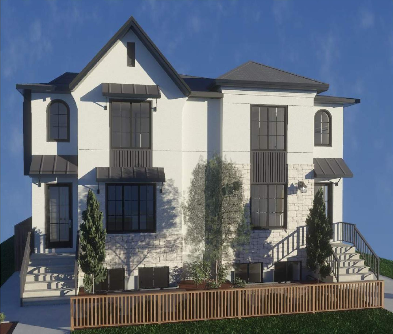 Rendering of building from page 1 of the file 'DP2026-00931 DMAP Plans Submitted (7MB) 2026-02-21'