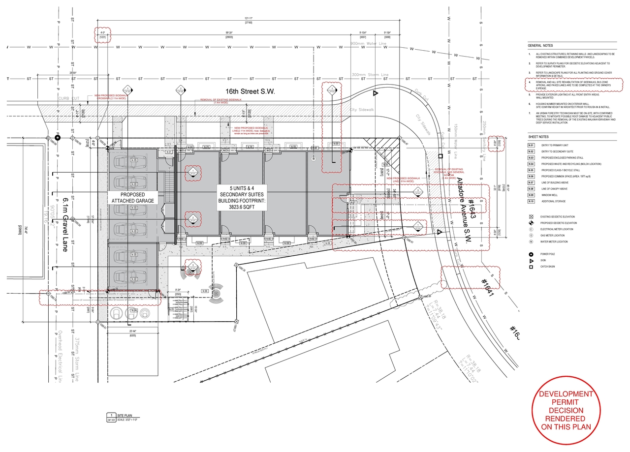 Construction site plan for project from page 3 of the file 'DP2026-00938 - DMAP Decision Rendered (2MB) 2026-07-21'