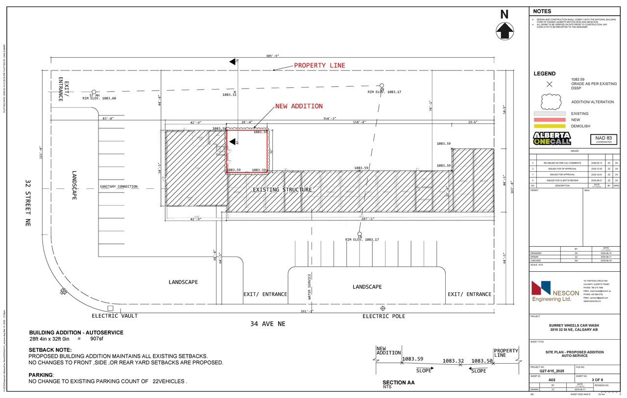 Construction site plan for project from page 3 of the file 'DP2026-00946 DMAP Plans Submitted (2MB) 2026-03-16'
