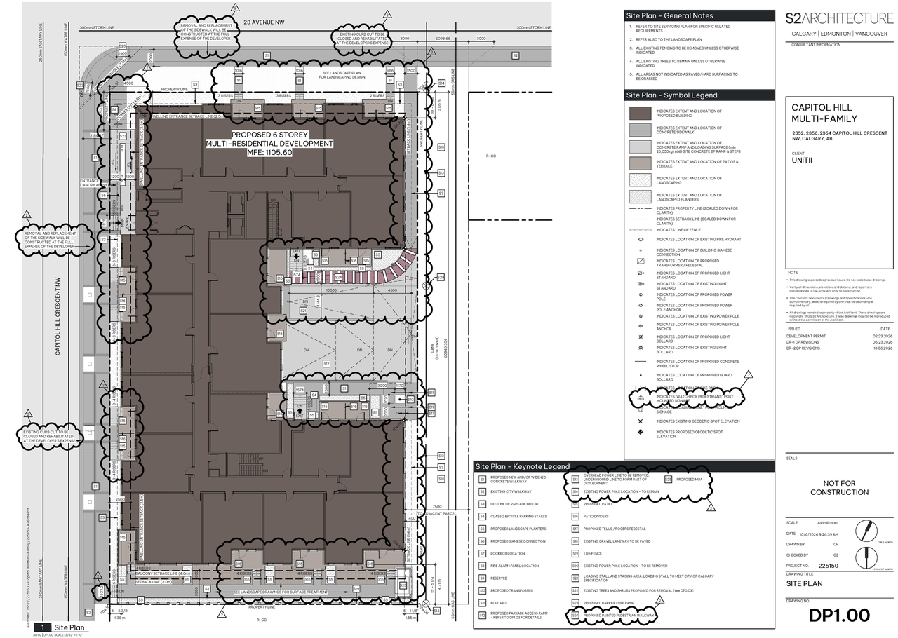 Construction site plan for project from page 3 of the file 'DP2026-00994 - DMAP Plans (amended) 2026-10-06 (1MB)'