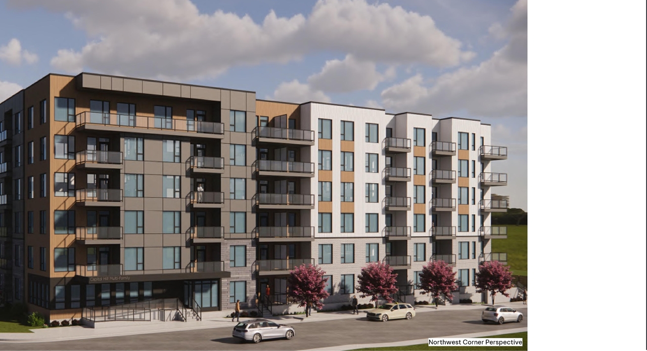 Rendering of building from page 7 of the file 'DP2026-00994 DMAP Plans (Amended) 2026-06-26 (2MB)'