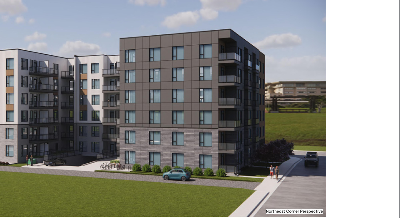 Rendering of building from page 7 of the file 'DP2026-00994 DMAP Plans (Amended) 2026-06-26 (2MB)'
