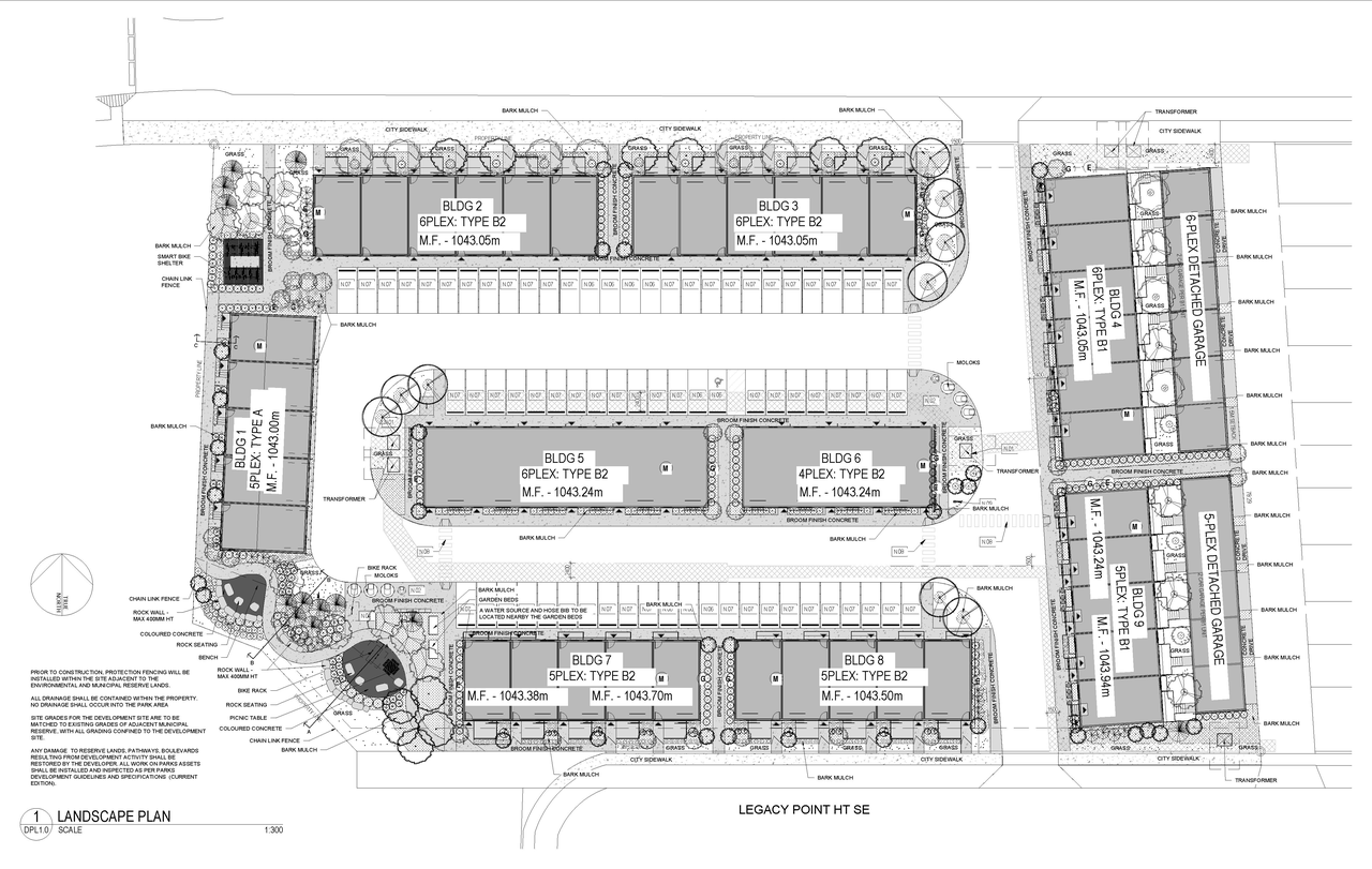 Construction site plan for project from page 20 of the file 'DP2026-01052 DMAP Plans Amended (25MB) 2025-04-30'