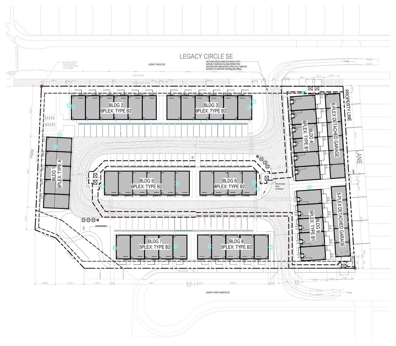 Construction site plan for project from page 3 of the file 'DP2026-01052 DMAP Plans Amended (25MB) 2025-04-30'
