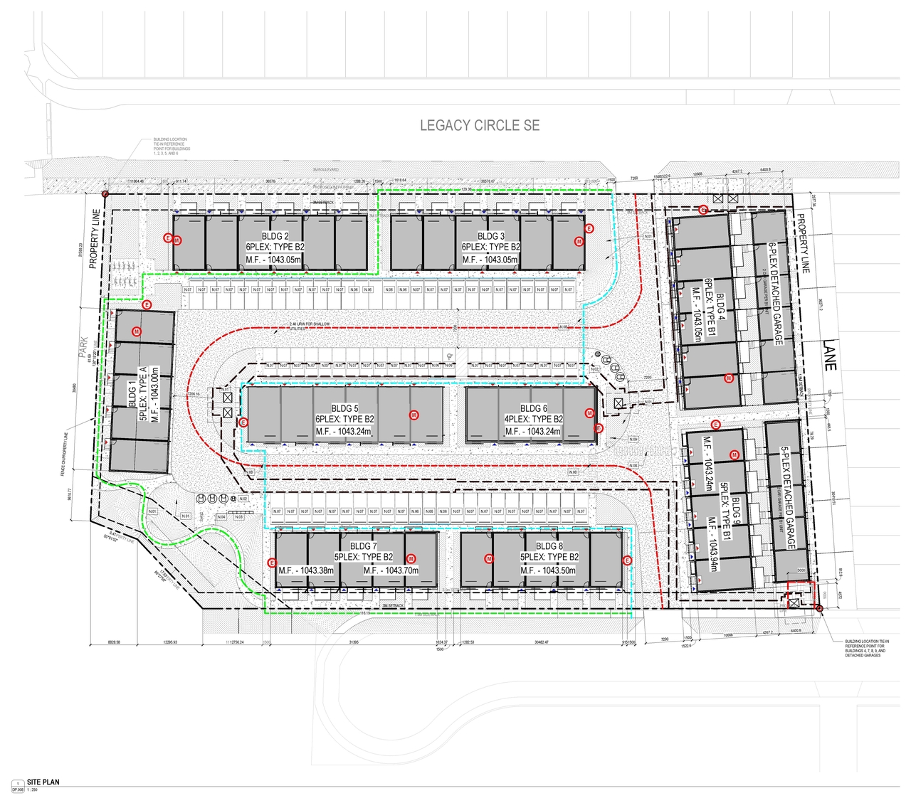 Construction site plan for project from page 9 of the file 'DP2026-01052 DMAP Plans Amended (25MB) 2025-04-30'