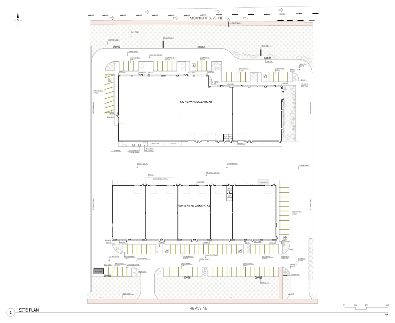 Construction site plan for project from page 1 of the file 'DP2026-01053 DMAP Plans Submitted 2026-02-26 1MB'