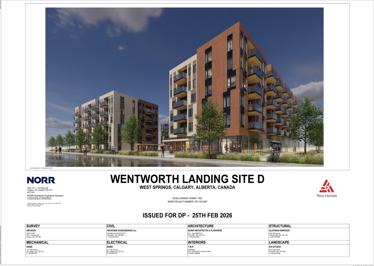 Rendering of building from page 6 of the file 'DMAP Plans (Submitted) DP2026-01055 (13MB) 2026-02-26'