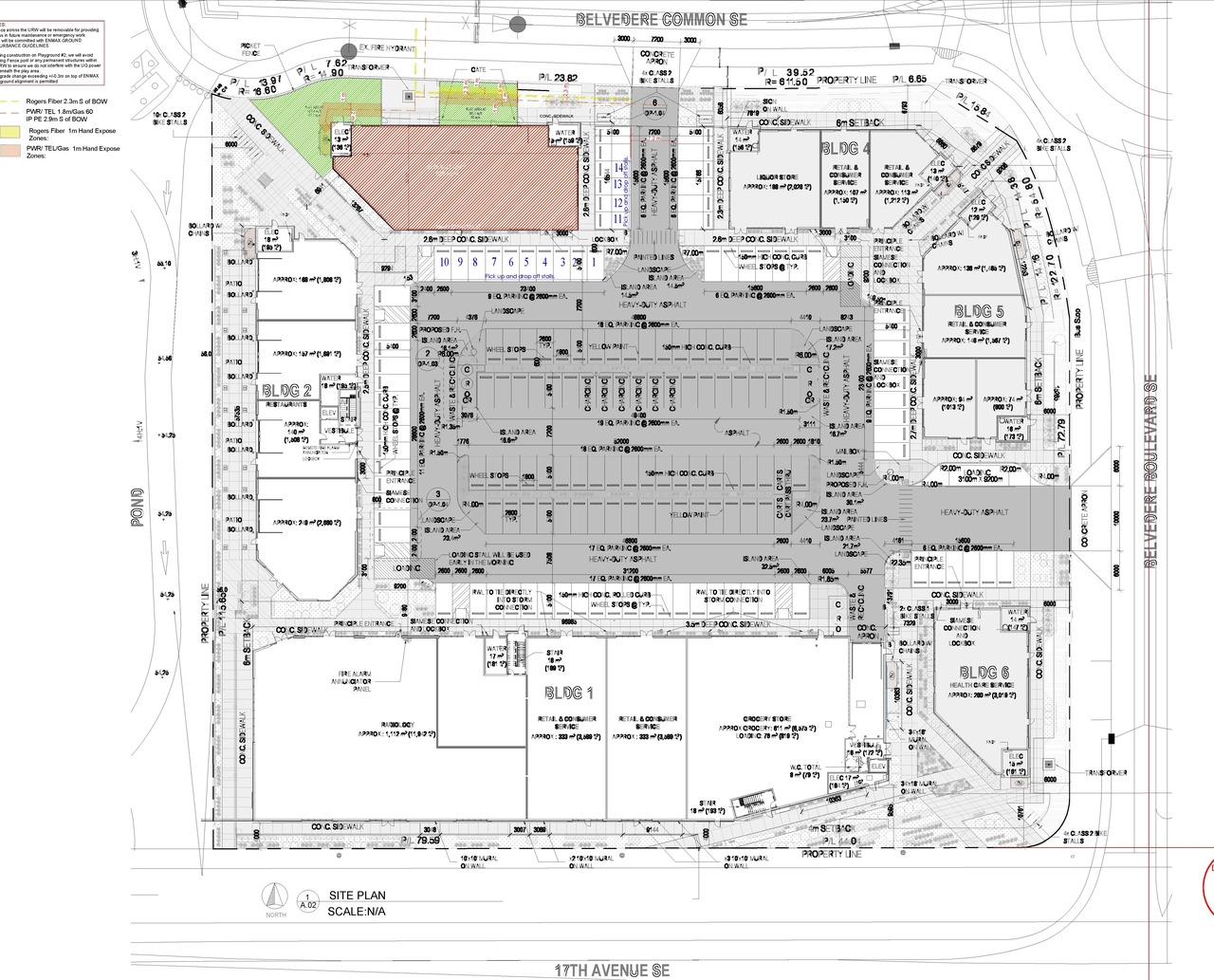 Construction site plan for project from page 2 of the file 'DP2026-01077 - DMAP Decision Rendered (5MB) 2026-07-20'