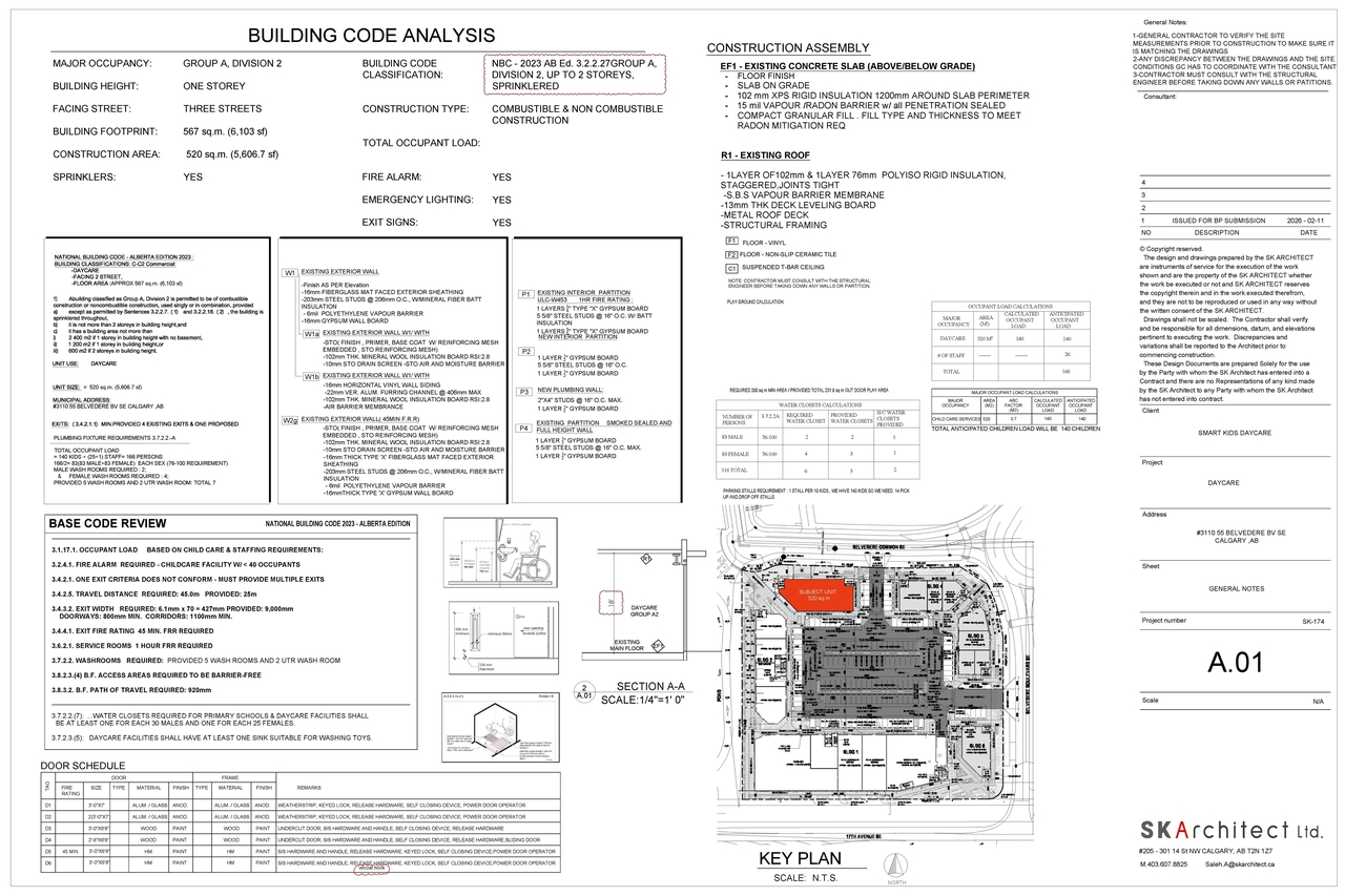 Construction site plan for project from page 1 of the file 'DP2026-01077 DMAP Plans Submitted 2026-09-03 3MB'