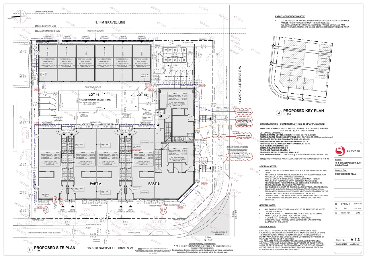 Construction site plan for project from page 3 of the file 'DP2026-01091 DMAP Plans (Amended) 2026-07-09 (2MB)'