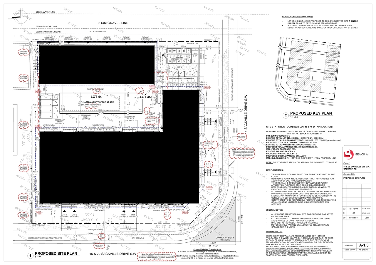 Construction site plan for project from page 3 of the file 'DMAP Plans (Amended) DP2026-01091 (2MB) 2026-06-08'