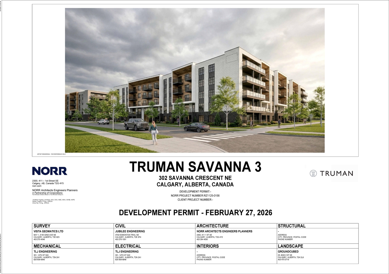 Rendering of building from page 1 of the file 'DP2026-01094 DMAP Plans Submitted (32MB) 2026-02-27'