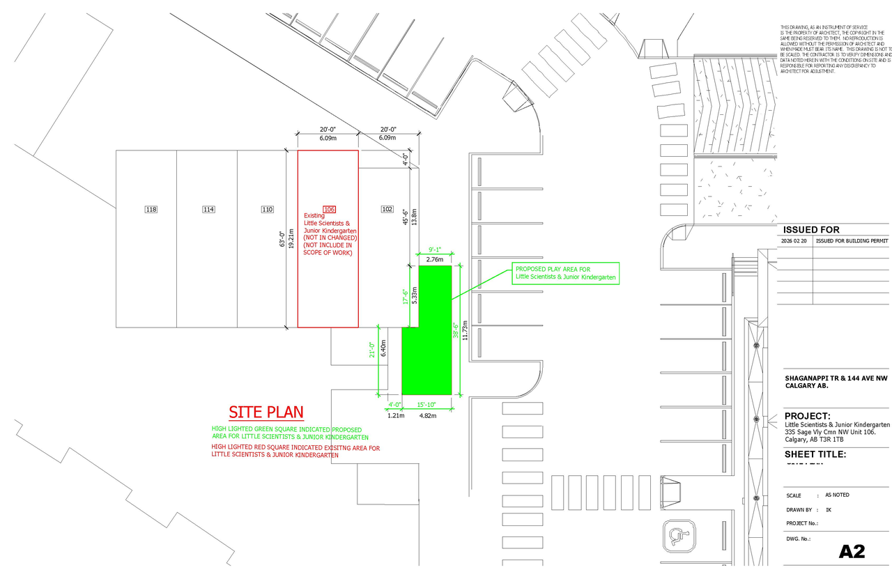 Construction site plan for project from page 2 of the file 'DP2026-01120 DMAP Plans Submitted (1MB) 2026-03-02'