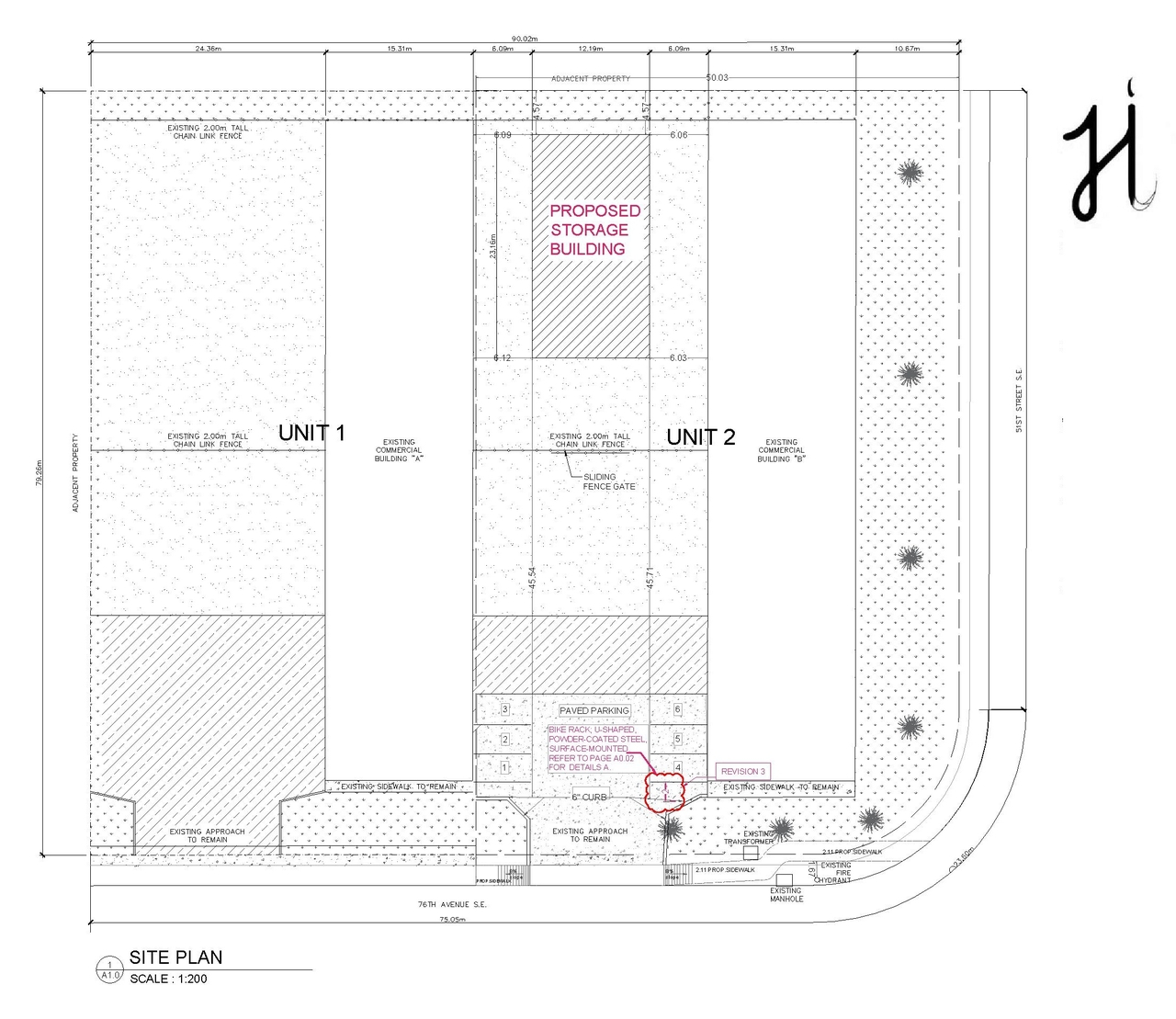 Construction site plan for project from page 3 of the file 'DP2026-01144 - DMAP Plans Amended (2MB) 2026-07-27'