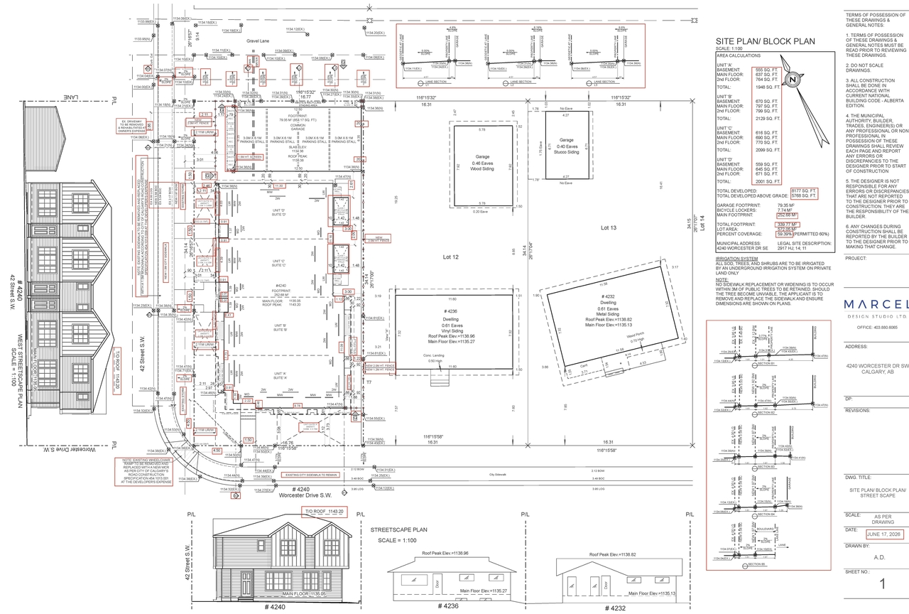 Construction site plan for project from page 1 of the file 'DP2026-01153 DMAP Plans (Amended) (1MB) 2026-06-17'