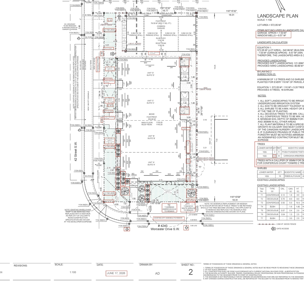 Construction site plan for project from page 2 of the file 'DP2026-01153 - DMAP DECISION RENDERED (1MB) 2026-07-13'