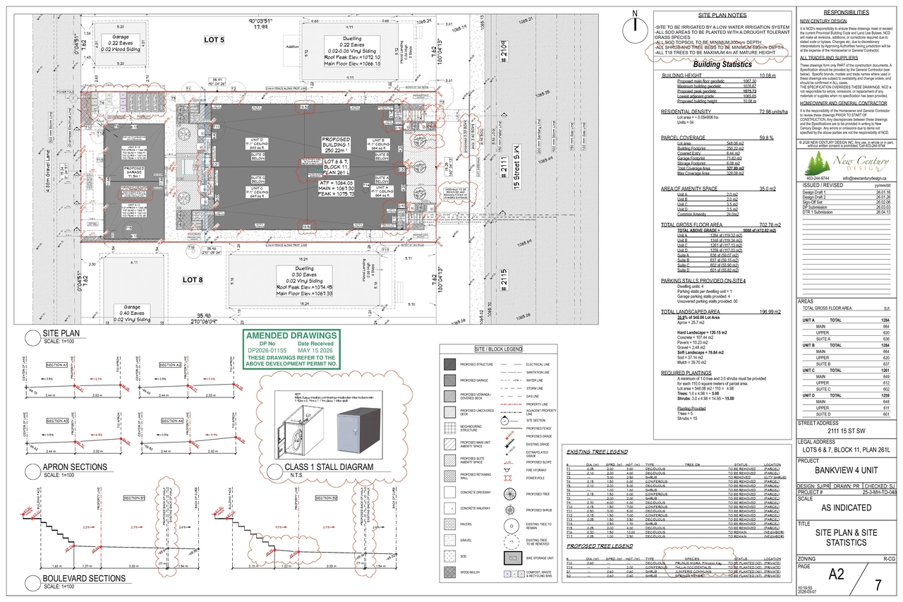 Construction site plan for project from page 2 of the file 'DP2026-01155 DMAP Plans Amended (4MB) 2026-05-15'