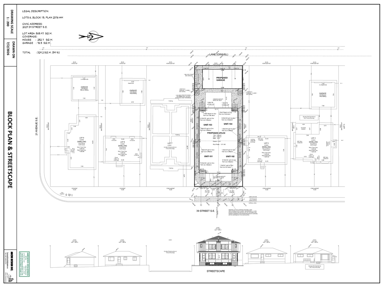 Construction site plan for project from page 2 of the file 'DP2026-01221 DMAP Plans (Submitted) 2026-07-02 (10MB)'