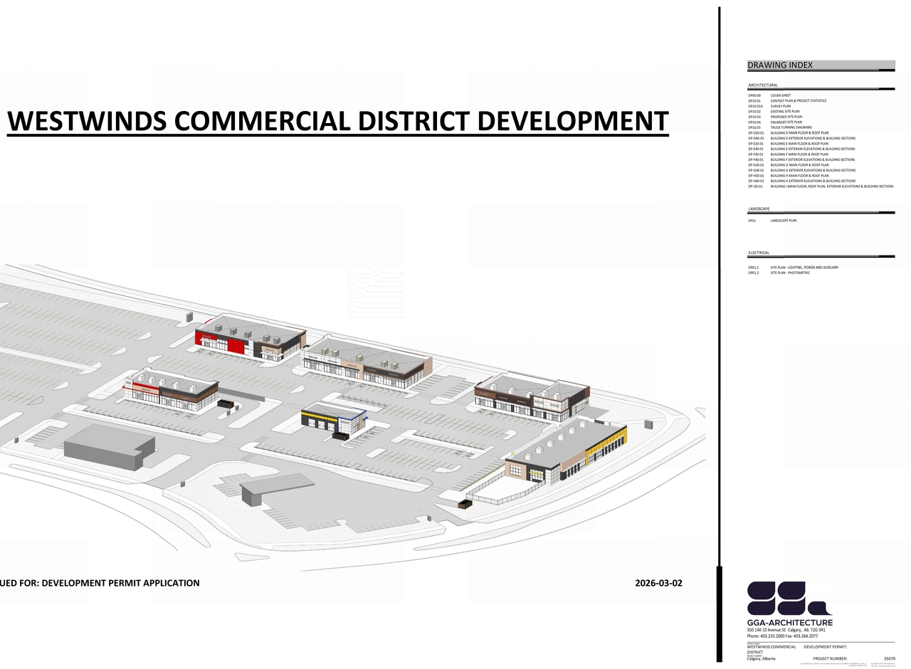 Construction site plan for project from page 1 of the file 'DP2026-01235 DMAP Plans (Submitted) 2026-03-06 (15MB)'