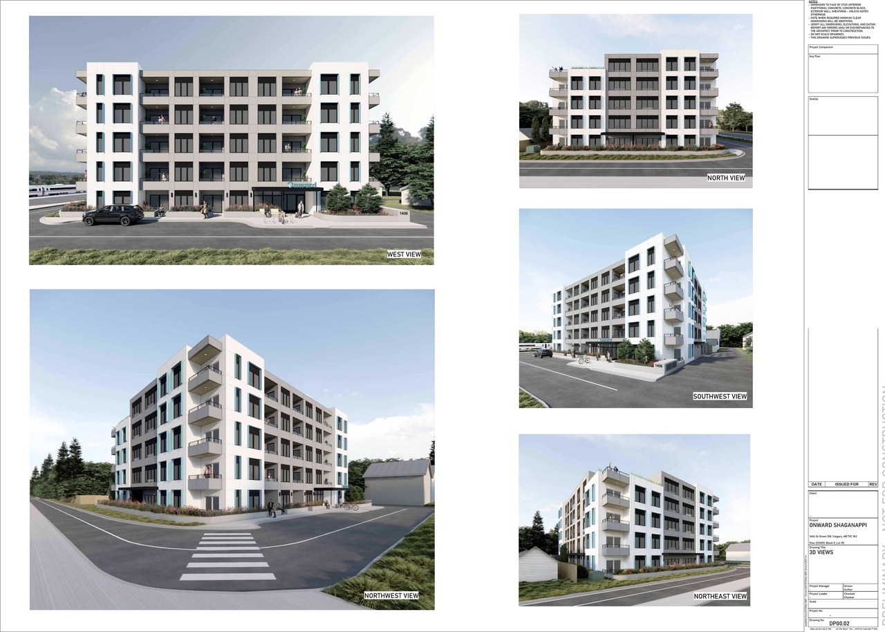 Rendering of building from page 3 of the file 'DP2026-01258 DMAP Plans Submitted (12MB) 2026-03-09'