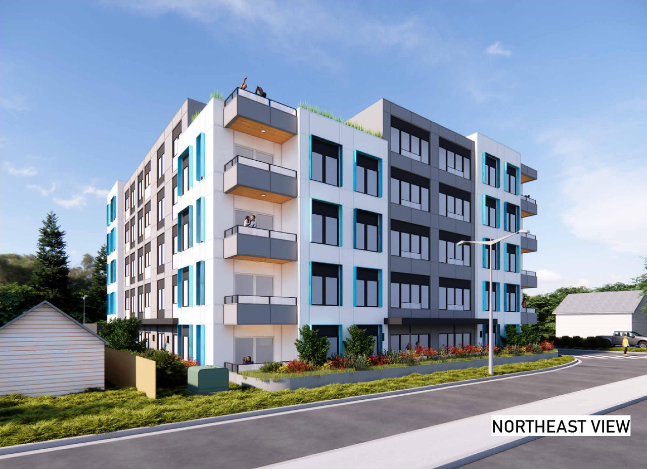 Rendering of building from page 3 of the file 'DP2026-01258 DMAP Plans Amended (12MB) 2026-05-15'